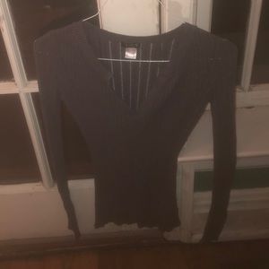 Venus grey stretch long sleeve knit top